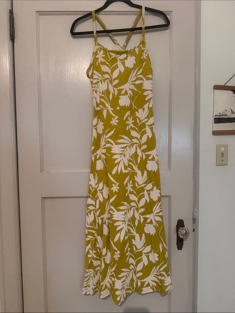Floral Strappy Maxi Dress in Olive Yellow